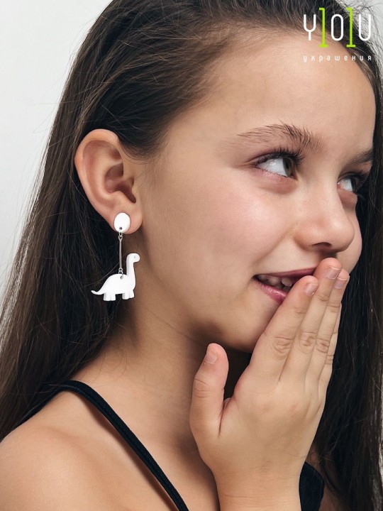Серьги детские Дино