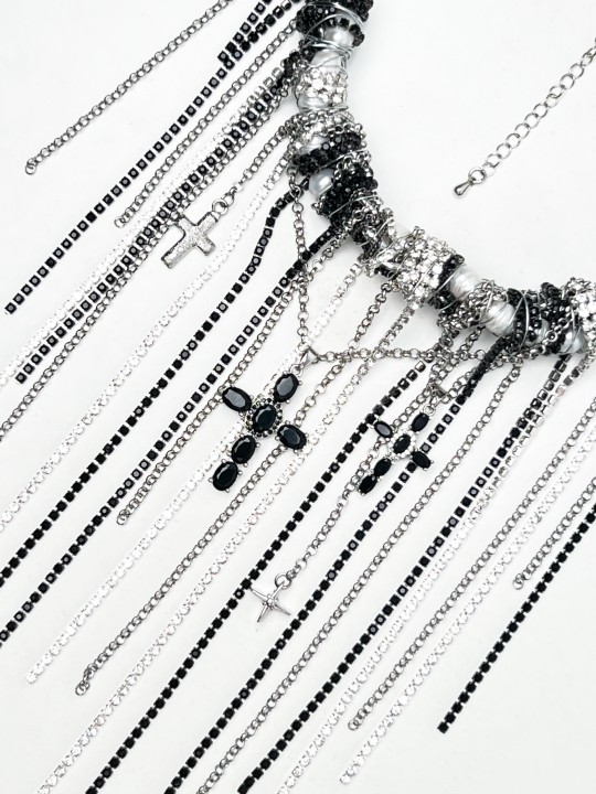 Колье Кресты черный-1