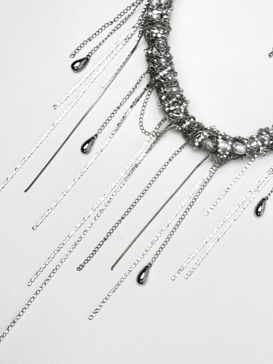 Колье Капли серебро-1