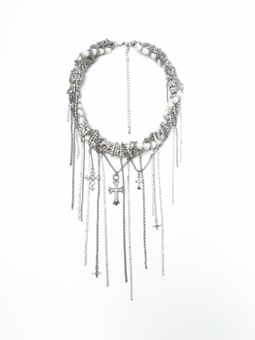 Колье Кресты серебро