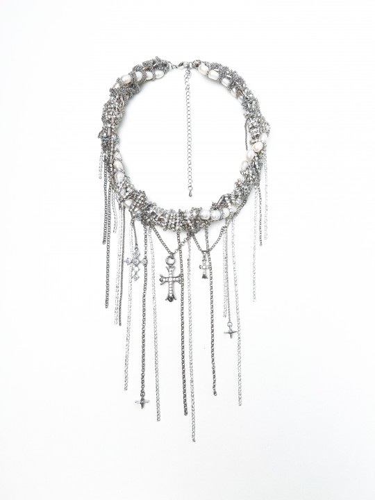 Колье Кресты серебро