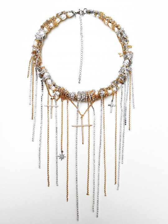 Колье Кресты золото