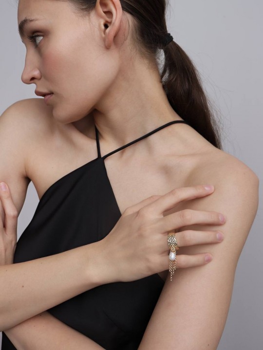 Кольцо с подвеской жемчужина-1