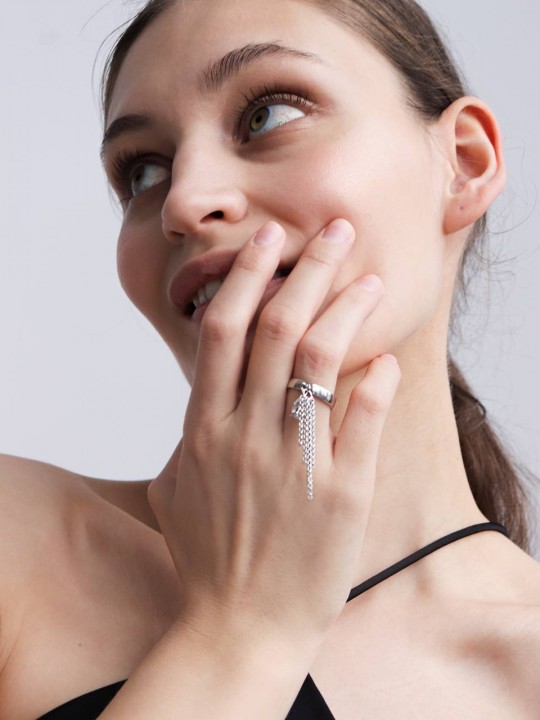 Кольцо с подвеской капля-4