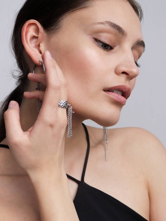 Кольцо c  подвеской звезда-3