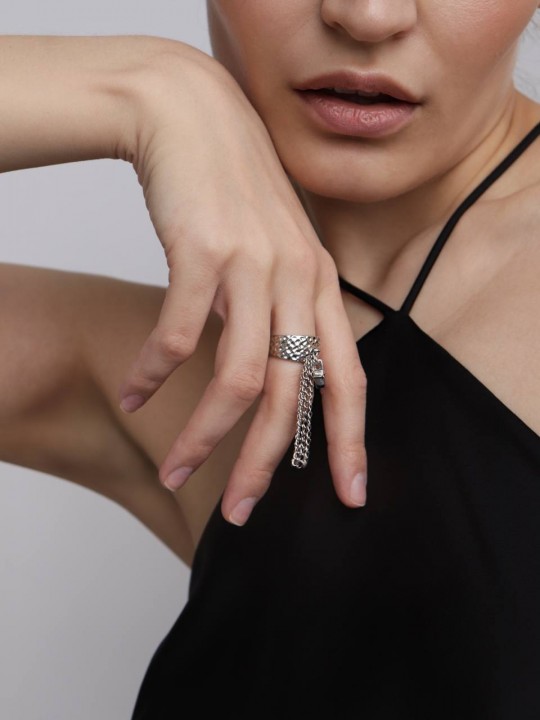 Кольцо c  подвеской звезда-2