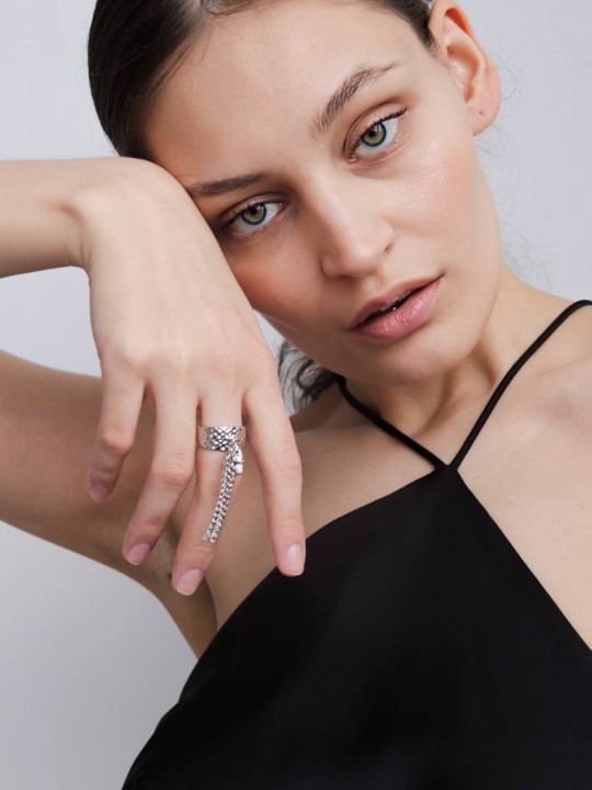 Кольцо c  подвеской звезда-1