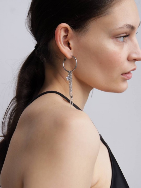 Серьги кольца звёзды