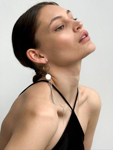 Серьги кольца с барочным жемчугом