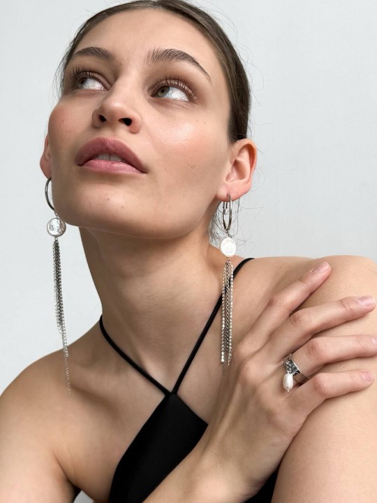 Серьги кольца с барочным жемчугом-3