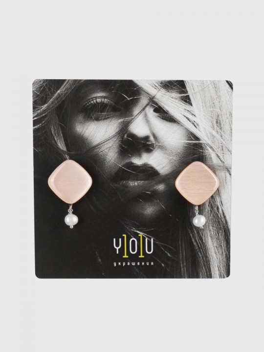 Серьги Elegance lozenges с жемчугом-3