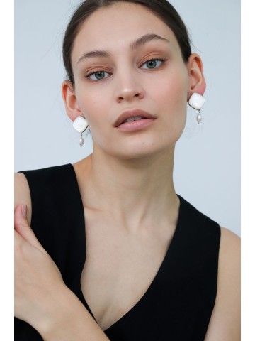 Серьги Elegance lozenges с жемчугом