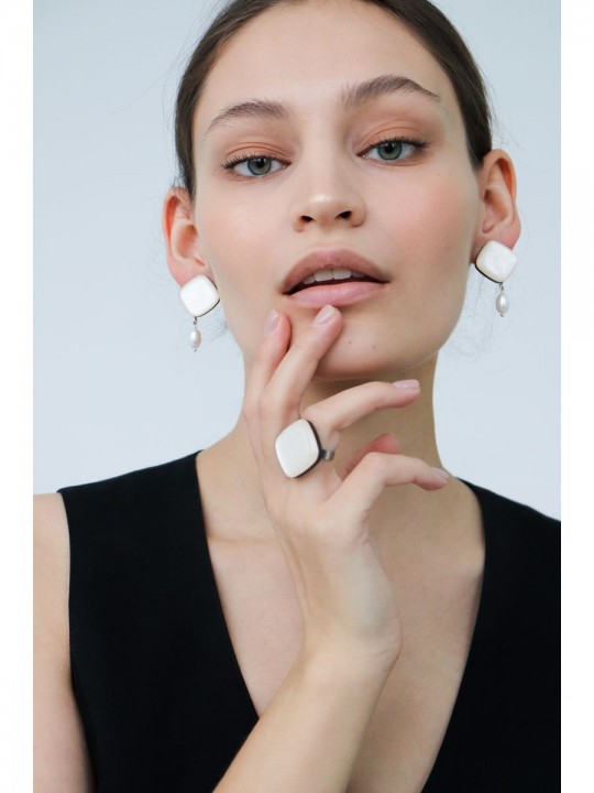 Серьги Elegance lozenges с жемчугом-2