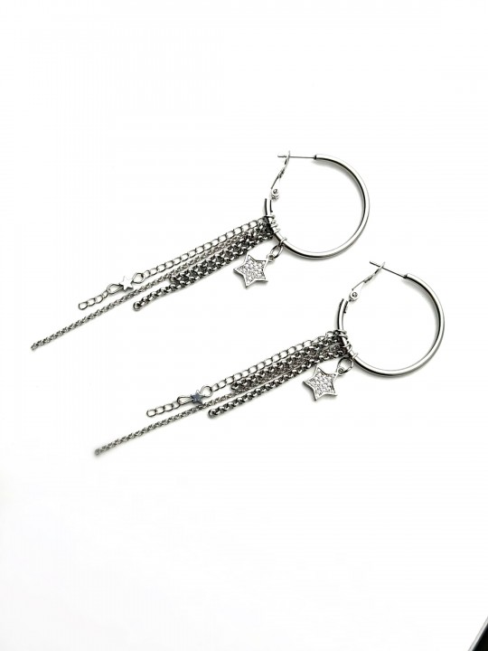 Серьги кольца звёзды-3