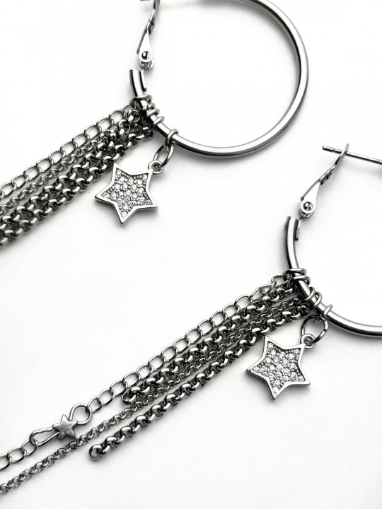 Серьги кольца звёзды-1