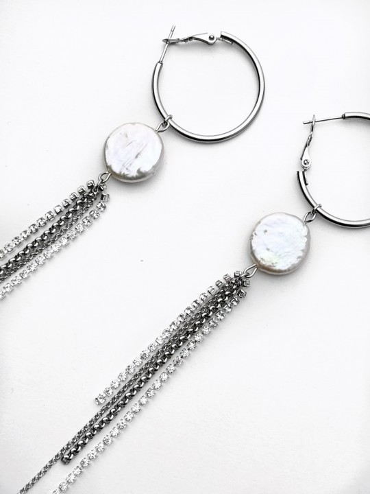 Серьги кольца с барочным жемчугом-1