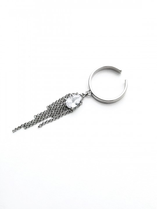 Кольцо с подвеской капля-2