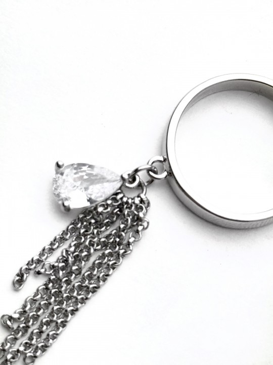 Кольцо с подвеской капля-1