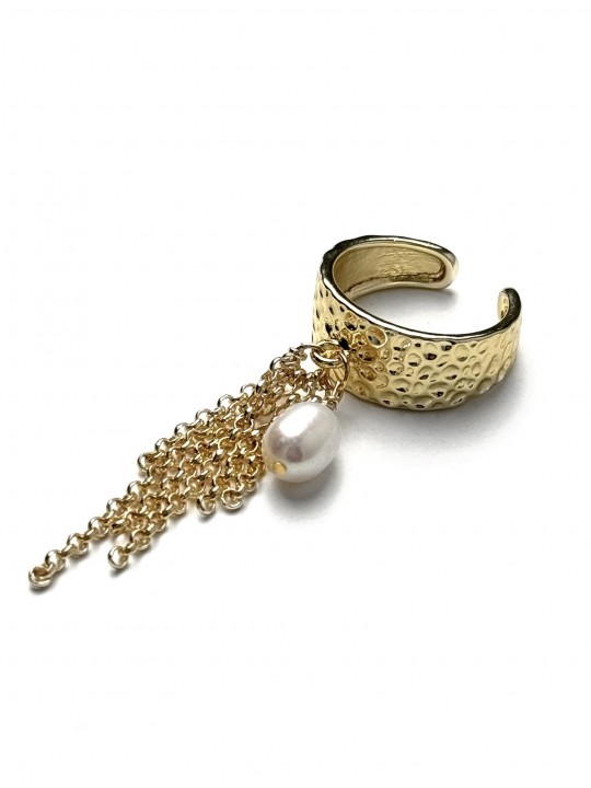 Кольцо с подвеской жемчужина-3