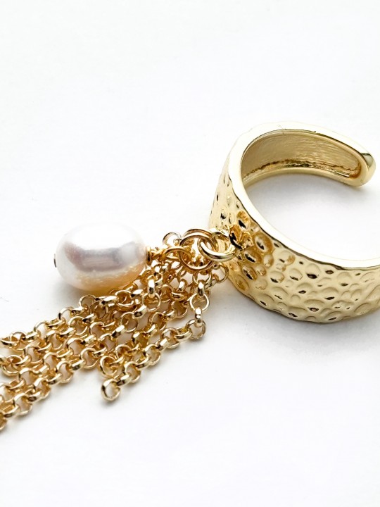 Кольцо с подвеской жемчужина-2