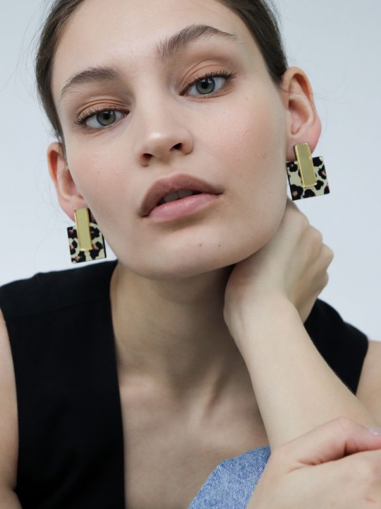 Серьги Animal Квадраты c зеркальной вставкой-3