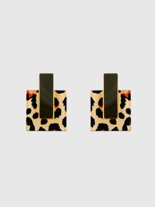 Серьги Animal Квадраты c зеркальной вставкой-1