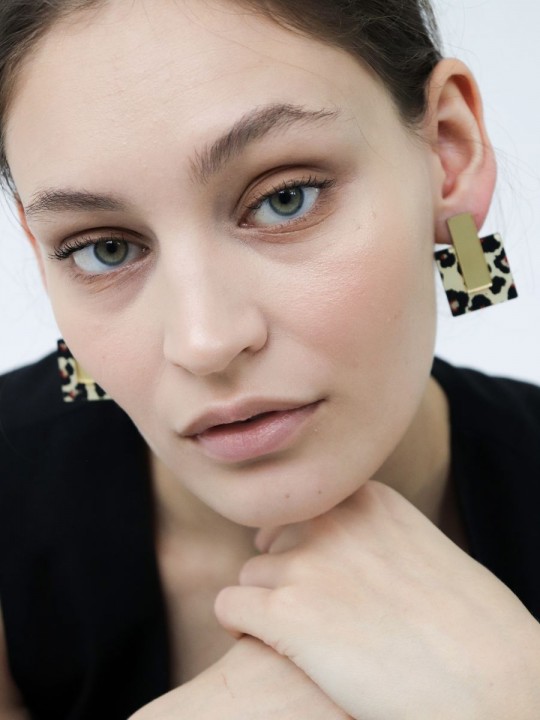 Серьги Animal Квадраты c зеркальной вставкой