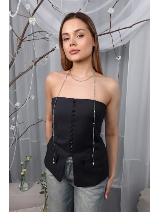 Колье нить из гематита с речным жемчугом