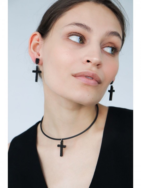Серьги Crystal Крестики-1
