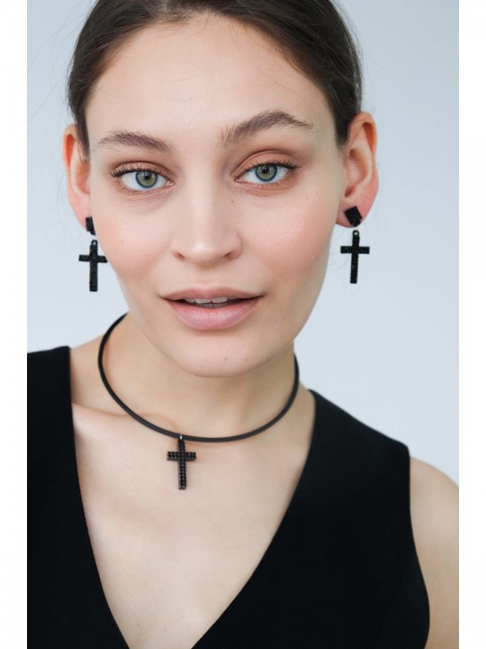 Серьги Crystal Крестики-2