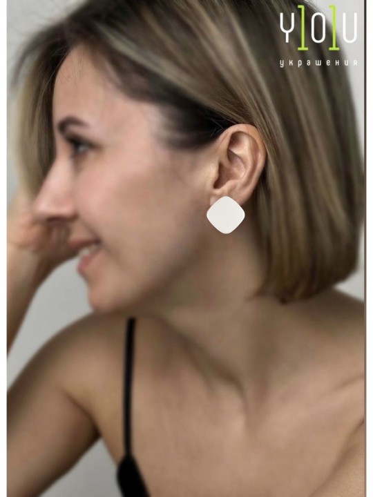 Серьги Wood lozenges-2