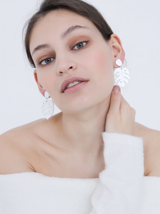 Серьги Minimalism Монстеры уменьшенные-1