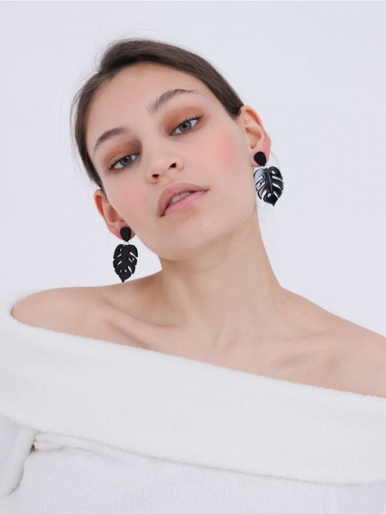 Серьги Minimalism Монстеры уменьшенные-1