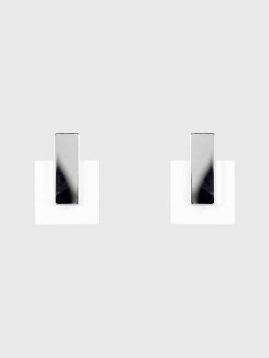 Серьги Minimalism Квадраты с зеркальной вставкой