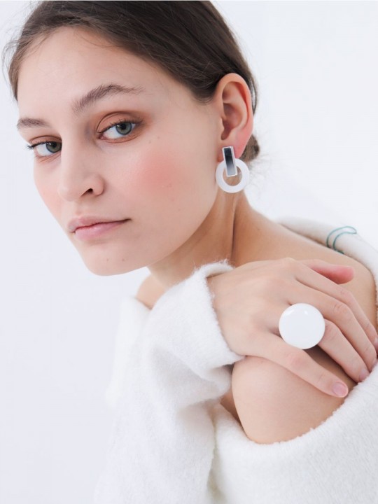 Серьги Minimalism Круги с зеркальной вставкой-3