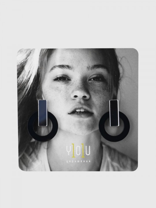 Серьги Minimalism Круги с зеркальной вставкой-2