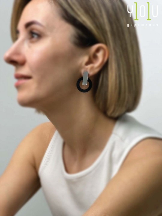 Серьги Minimalism Круги с зеркальной вставкой-1