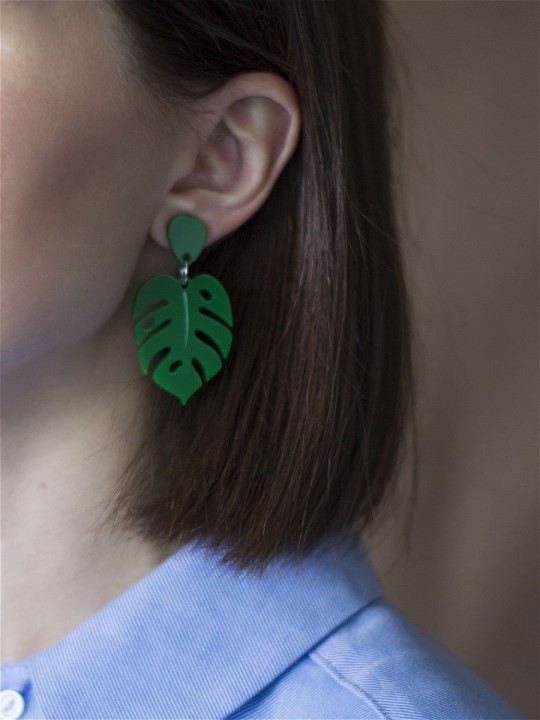 Серьги Minimalism Монстеры уменьшенные-1