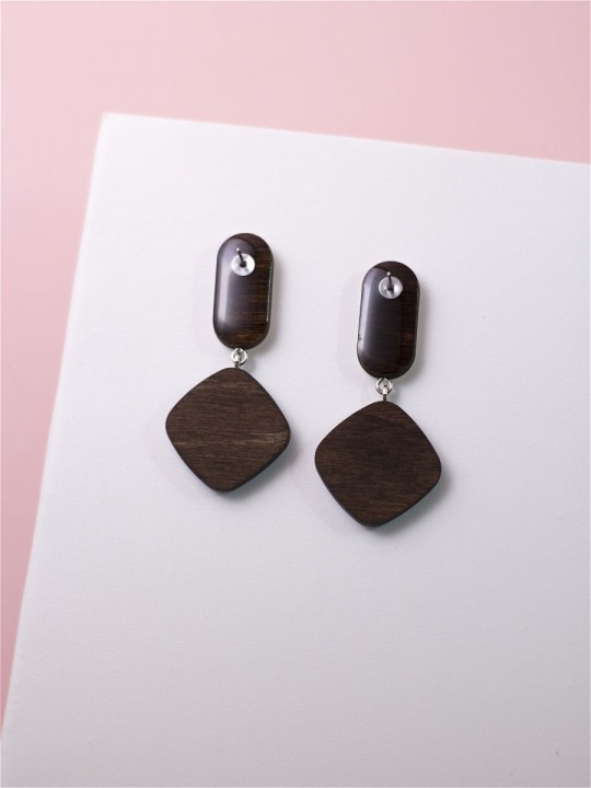Серьги Wood squares fly-1