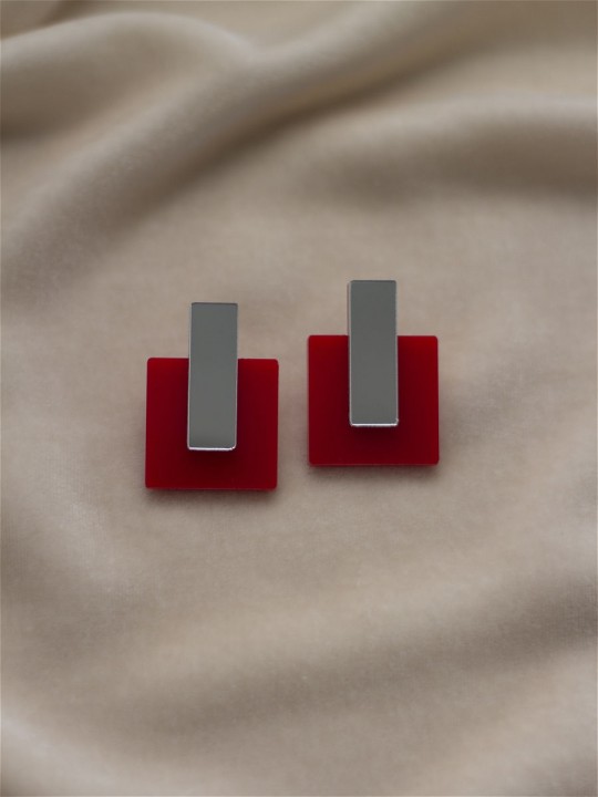 Серьги Minimalism Квадраты с зеркальной вставкой