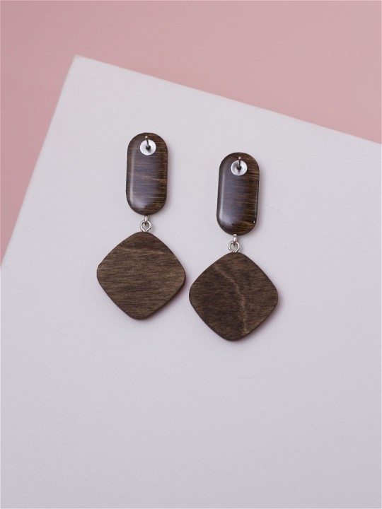 Серьги Wood squares fly-2