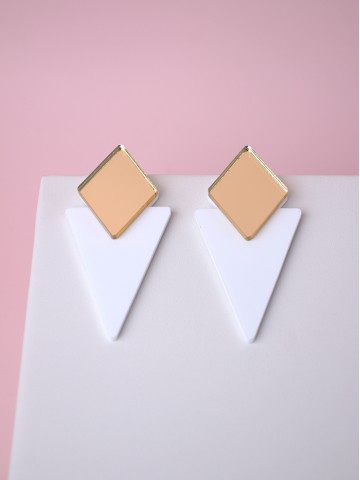 Серьги Minimalism Треугольники с зеркальной вставкой
