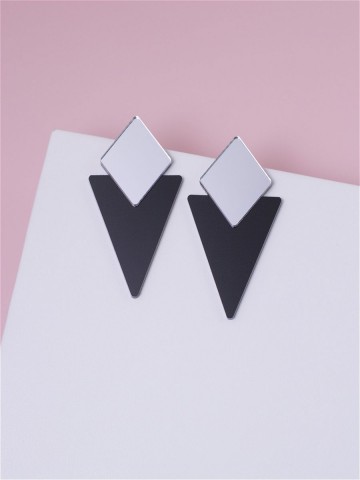 Серьги Minimalism Треугольники с зеркальной вставкой