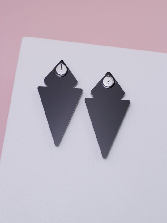 Серьги Minimalism Треугольники с зеркальной вставкой-1