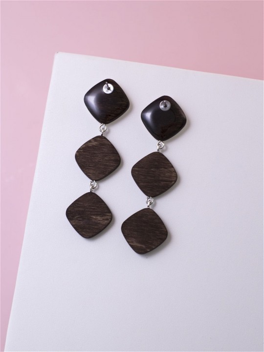 Серьги Wood lozenges 3 fly-1