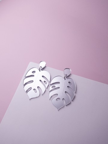 Серьги Minimalism Монстеры
