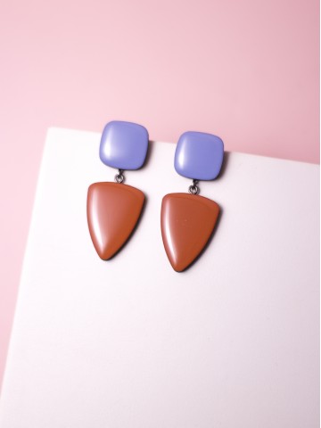 Серьги Wood square fang